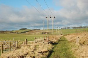 NT099364: looking north-west along the dismantled railway line to Biggar. Now a path, at least between Broughton and Biggar - east of Broughton the line is overgrown in places. © Jim Barton, Geograph