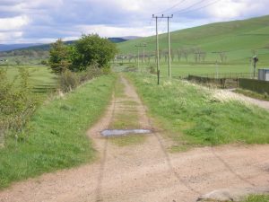 NT047369: looking ESE along the dismantled railway line from Broughton to Biggar, with the sewage works on the right. The route of the former line is now used as a walkway (2009). © Sandy Gemmill, Geograph