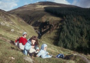 NO288777: having a crack at the Capel Mounth (1985). The Capel Burn cuts a gorge on the way to Glen Clova.