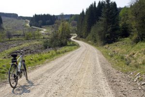NO764874: the Cryne Corse Road (track). Looking south along a section of the mountain bike trail in Fetteresso forest. © Alan Findlay, Geograph