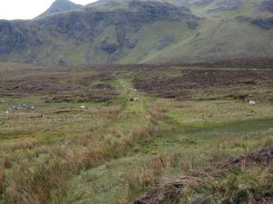 NG487596: looking south-west along a section of the old track bed between the diatomite workings at Loch Cuithir and the sea at Invertote. © John Allan, Geograph