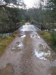 NJ022163: bridge over the Nethy just downstream of Forest Lodge. The bridge serves a network of roads in the east of the forest. © Richard Webb, Geograph