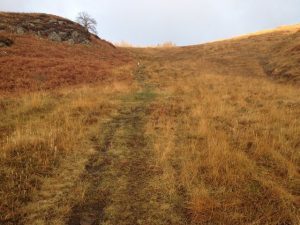 NN097612 looking N along the path from Callert to the West Highland Way near Blarmafoldach (2013). © Steven Brown, Geograph