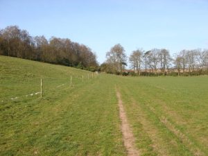 NS 666 945: on the back road from Gargunnock to Kippen looking west. Once through the gate the remains of the old mink farm can be seen. © I A Smellie, Geograph