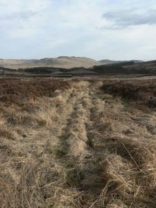 NN908403 looking NNW along General Wade's military road (2006). Its remains are only just visible through the rough grass at this point. © Rob Burke, Geograph