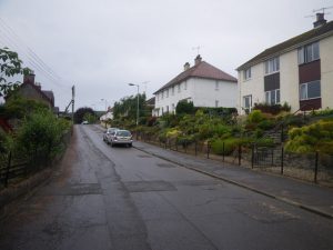NN858489 looking ESE along the Old Military Road, here a residential street in Aberfeldy known as the Old Crieff Road (2010). © C Michael Hogan, Geograph