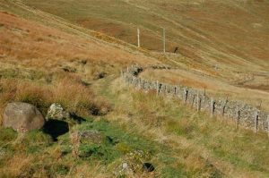 NN 947 052: this ancient drove road at Glen Eagles, was along with many other similar routes, used to move livestock, mainly cattle, about the country. Note the mobile phone masts. © Paul McIlroy, Geograph