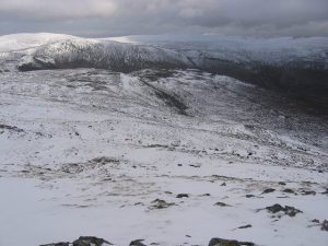 NN575993: the eastern reaches of the Geal Carn plateau dipping to Bruach na Biodhag. View East over to the Mullach Sron na h-Uamhaidh group. © Richard Webb, Geograph