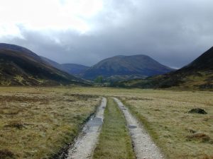 The track up Glen Ey goes to the ruined Altanour Lodge, situated in the trees in the distance. © Nigel Brown, Geograph