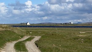 NF728285: looking north. A track across the machair south-west of Loch Bhornais. © Richard Webb, Geograph