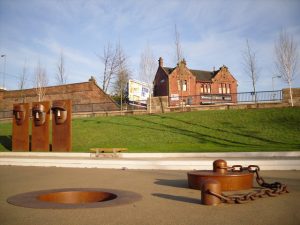NS730650: Bank Street Basin in Coatbridge (2010). This area was once part of the Monkland Canal and has now been transformed into a nice area to sit or for children to play. It is close to Summerlee, the Museum of Scottish Industrial Life. © Stevie Spiers, Geograph