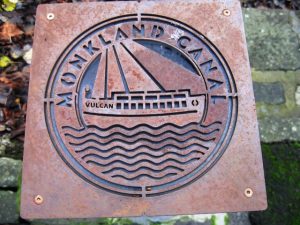 NS736647: Monkland Canal plaque (2014). © Alex McGregor, Geograph