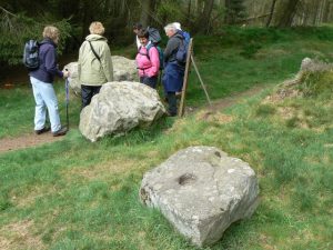 NO196138: the nearest of the three boulders beside this footpath is known locally as the Thirl Stone, because of the hole pierced into it. © James Allan, Geograph