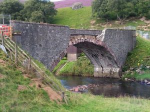NO372654 looking SSW at the old Gella Bridge (August 2007). Taken shortly after part of the parapet collapsed into the river. The bridge was demolished completely within a few months of this. © stuart anthony, Geograph