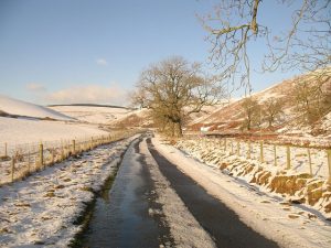 NT517563: road up Kelphope after another snowfall. © Richard Webb, Geograph