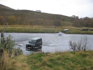Grouse Beaters cross a ford on the River Findhorn, returning to Drynachan after a day on the hills. This is the ford south of Daless. © Des Colhoun, Geograph