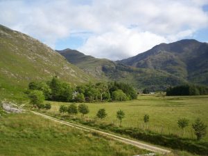 A peaceful summer's day at Barisdale (which seems to be spelt with both one r and two!). Barrisdale Lodge, stands among the trees in the foreground. In the distance, the stalker's cottage and bothy can be seen, with Luinne Bheinn in the background. © David Hoult, Geograph