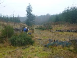 The end of the forestry extraction part of the road.  From here south it is a simple walk to the road.  , © Neil Ramsay