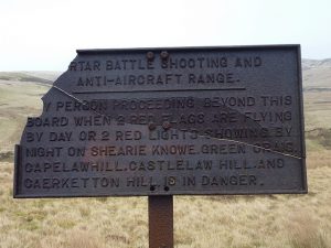 NT213647: close up of the old MOD warning sign. © Colin Cadden, Colin Cadden