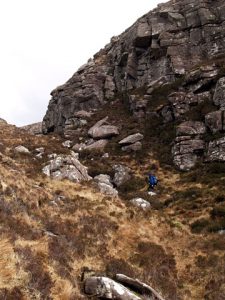 NC104012 looking east (2008). Crag, Carn Dearg. The coastal path crosses a small burn at this point. © Chris Eilbeck, Geograph