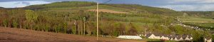 Eastwards panorama from Glasgoego Farmlooking out over the Barratts development of Blackburn and on to "Little Hill" beyond. © Zorba the Greek, Geograph