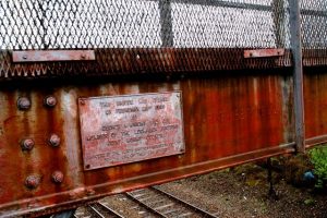 Plaque on the footbridge over the Mallaig line. © David Long, Geograph