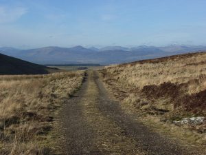NS 655 898: track above the Spout of Ballochleam. A view across the Forth valley into the Menteith Hills and southern Highlands. © Andrew Smith, Geograph