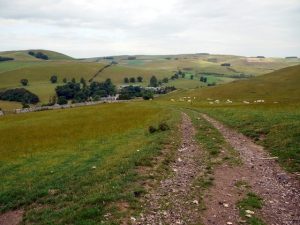 NT783190 looking NW along The Street (2009). This old drove road which crosses the Cheviots from Hownam in Roxburghshire to Northumberland's Coquet Valley was used for transportation of cattle and sheep from Scotland to England. © Andrew Curtis, Geograph