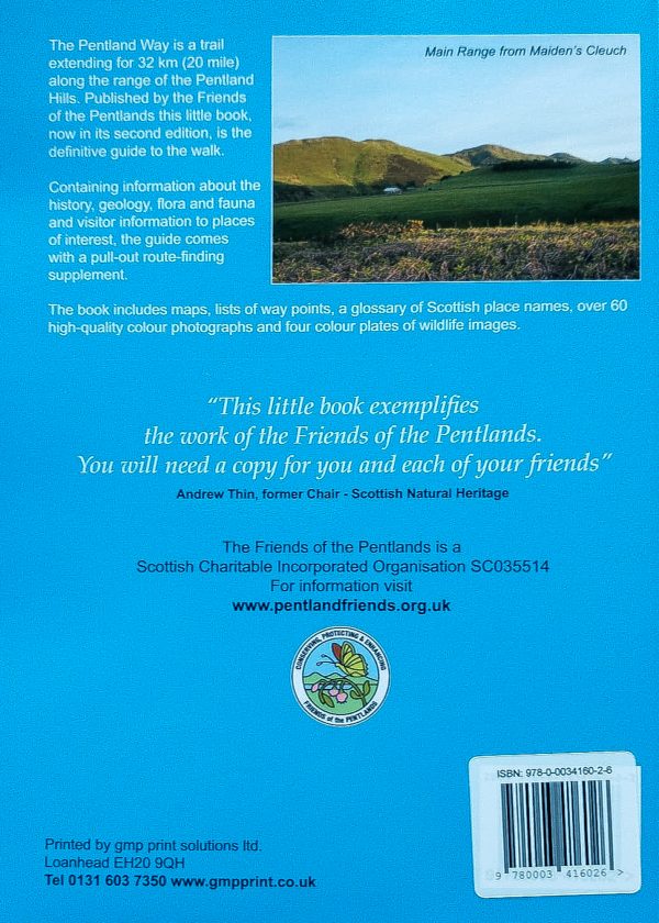 The back cover of the book including a photo of the main range and text about the book.