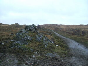 NM 731 712: Cairn beside the route © Peter Van den Bossche, Geograph, licensed for reuse CC-BY-SA/2.0 https://www.geograph.org.uk/photo/412593